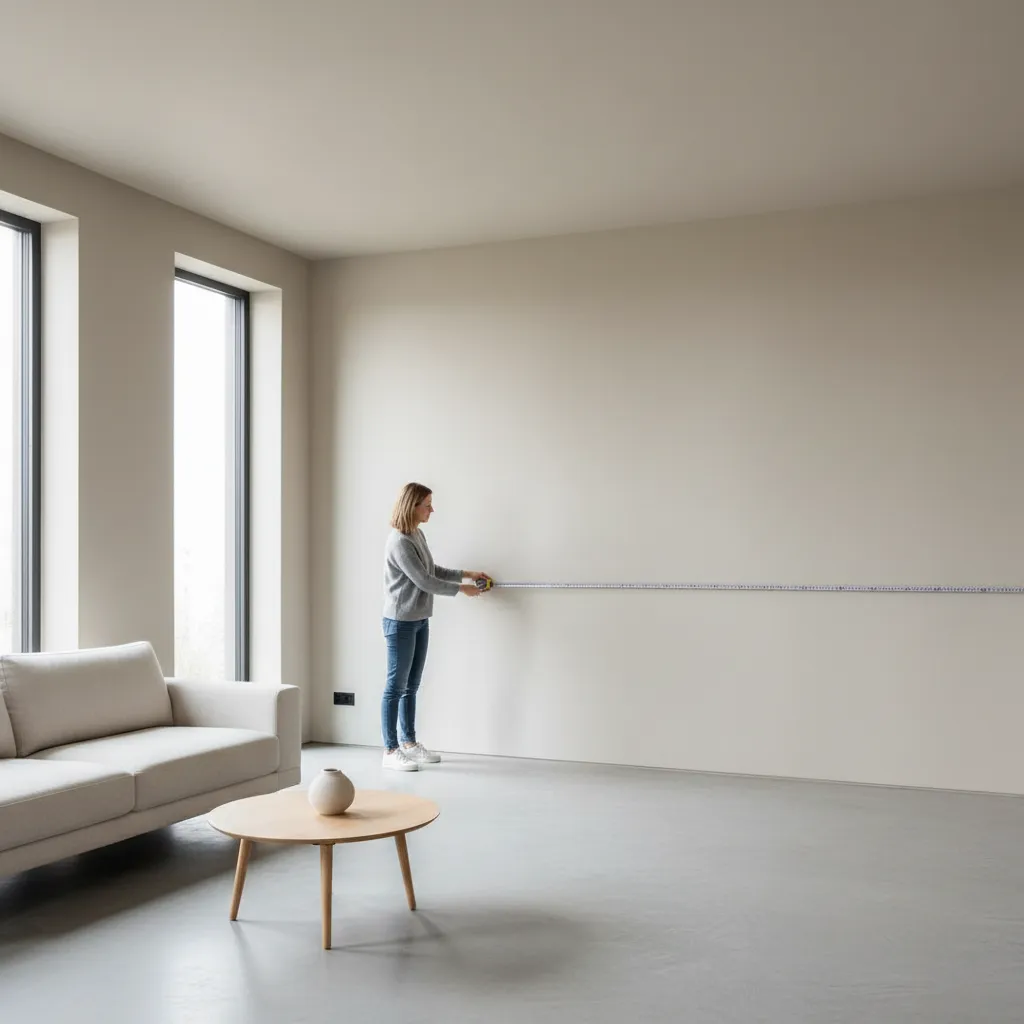 homeowner measuring interior walls to estimate paintable surface area