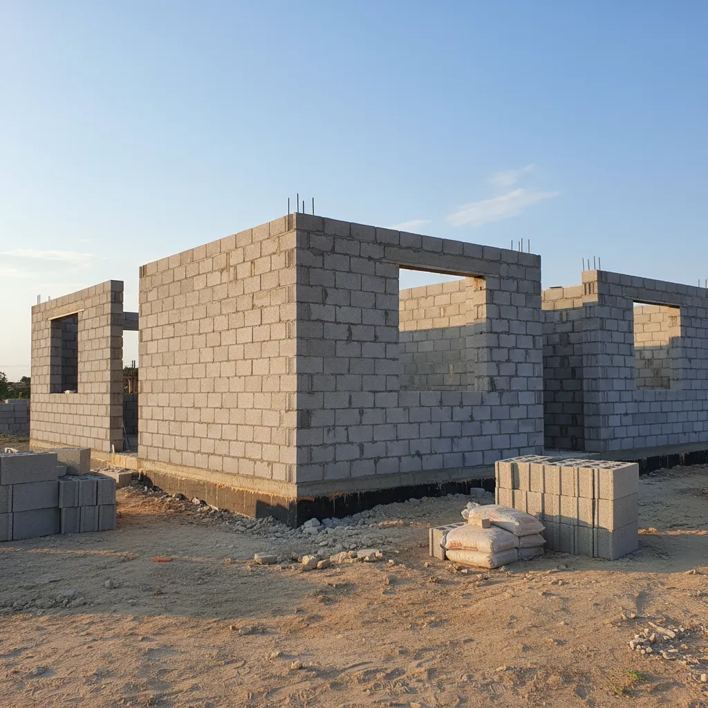 Estructura de una vivienda construida con bloques de hormigón
