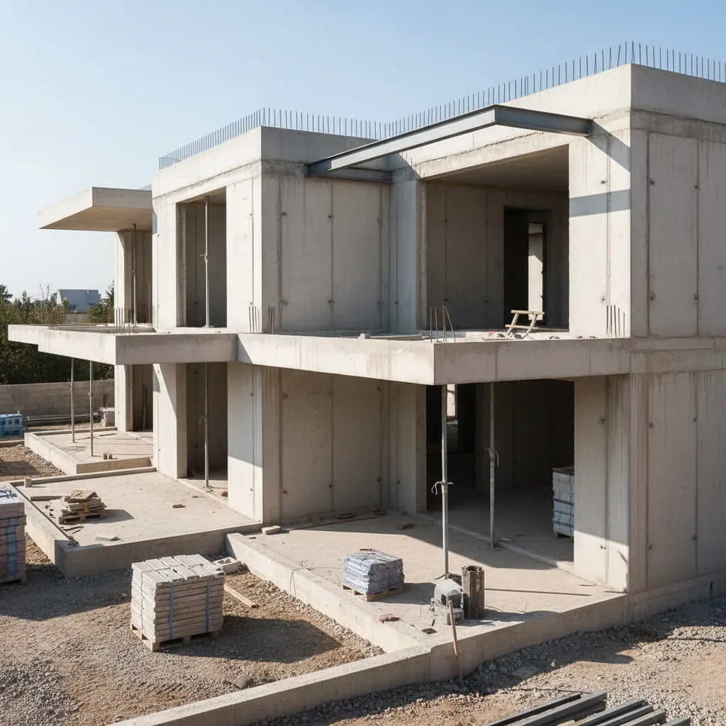 Estructura de hormigón de una casa moderna en construcción