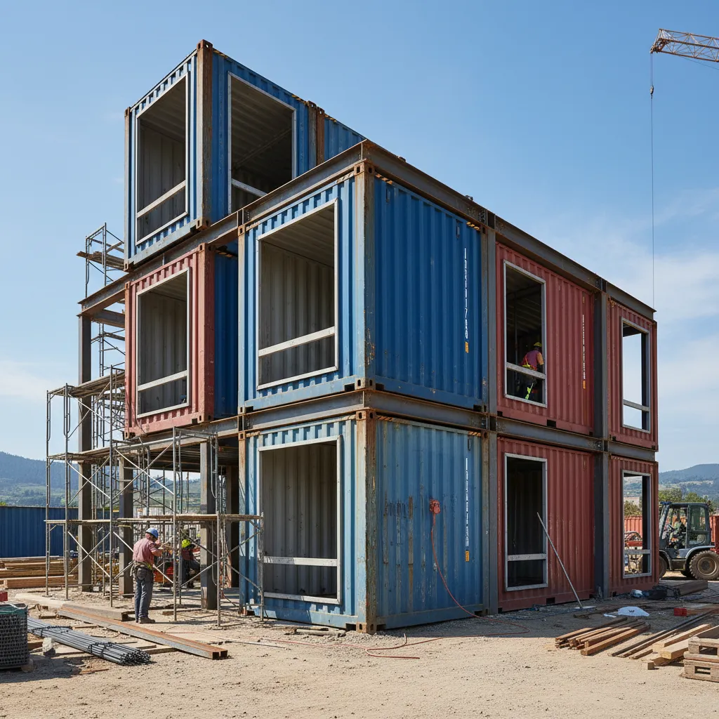 Estructura de casa contenedor en construcción