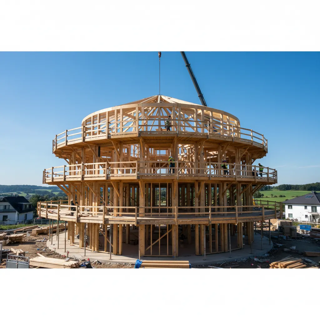 Estructura arquitectónica de una vivienda circular en construcción