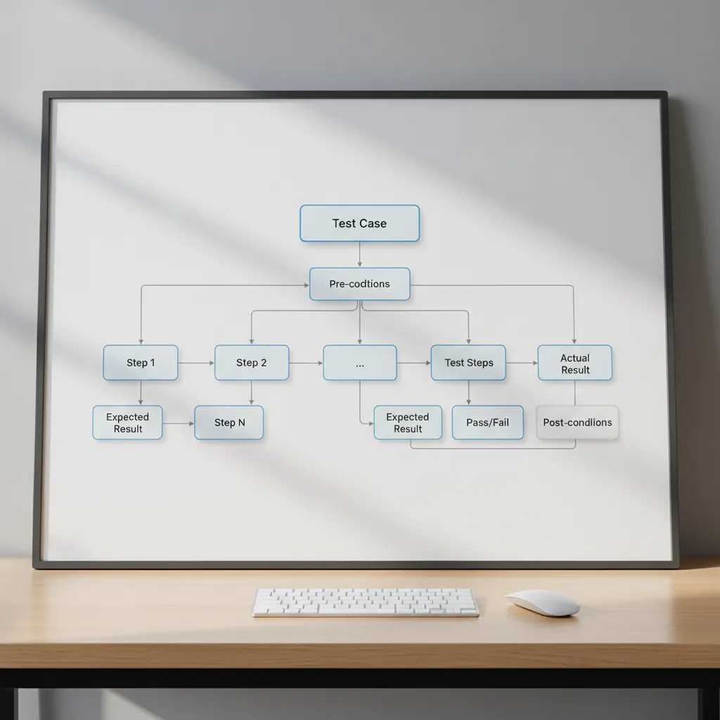 Diagrama mostrando la estructura de un caso de prueba