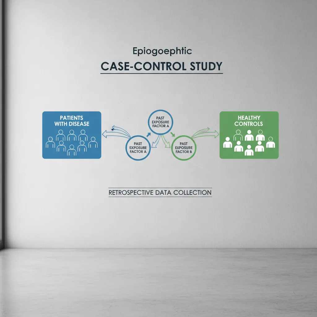 Diagrama visual que muestra la estructura de un estudio de casos y controles