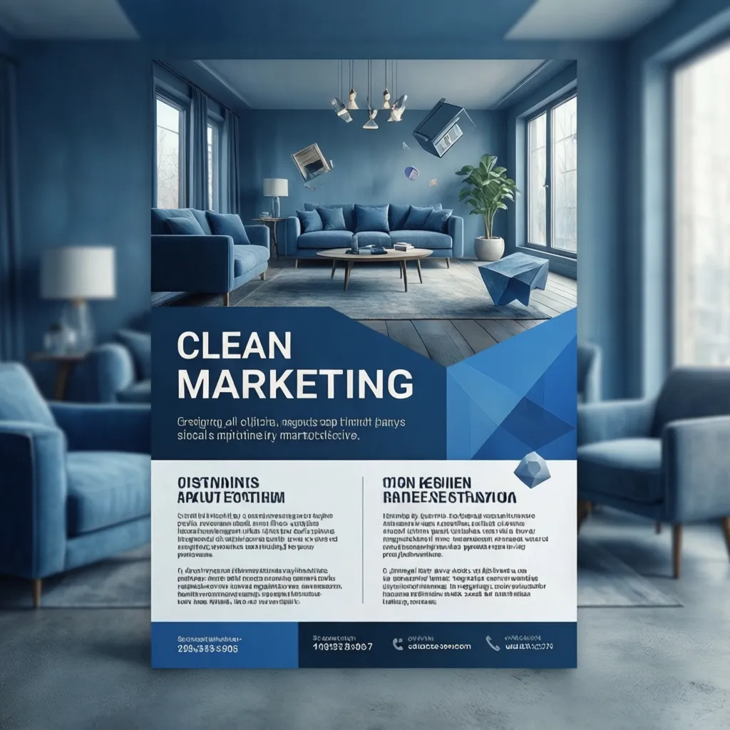 Estructura visual de un flyer con título imagen y contacto