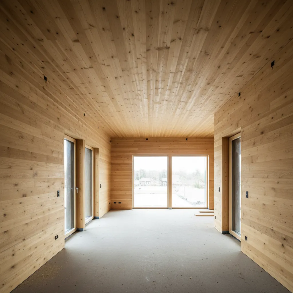 Estructura moderna de madera CLT en una vivienda contemporánea