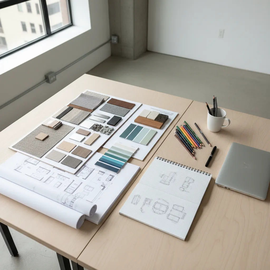 Esquema visual mostrando las secciones de una memoria descriptiva de interiorismo