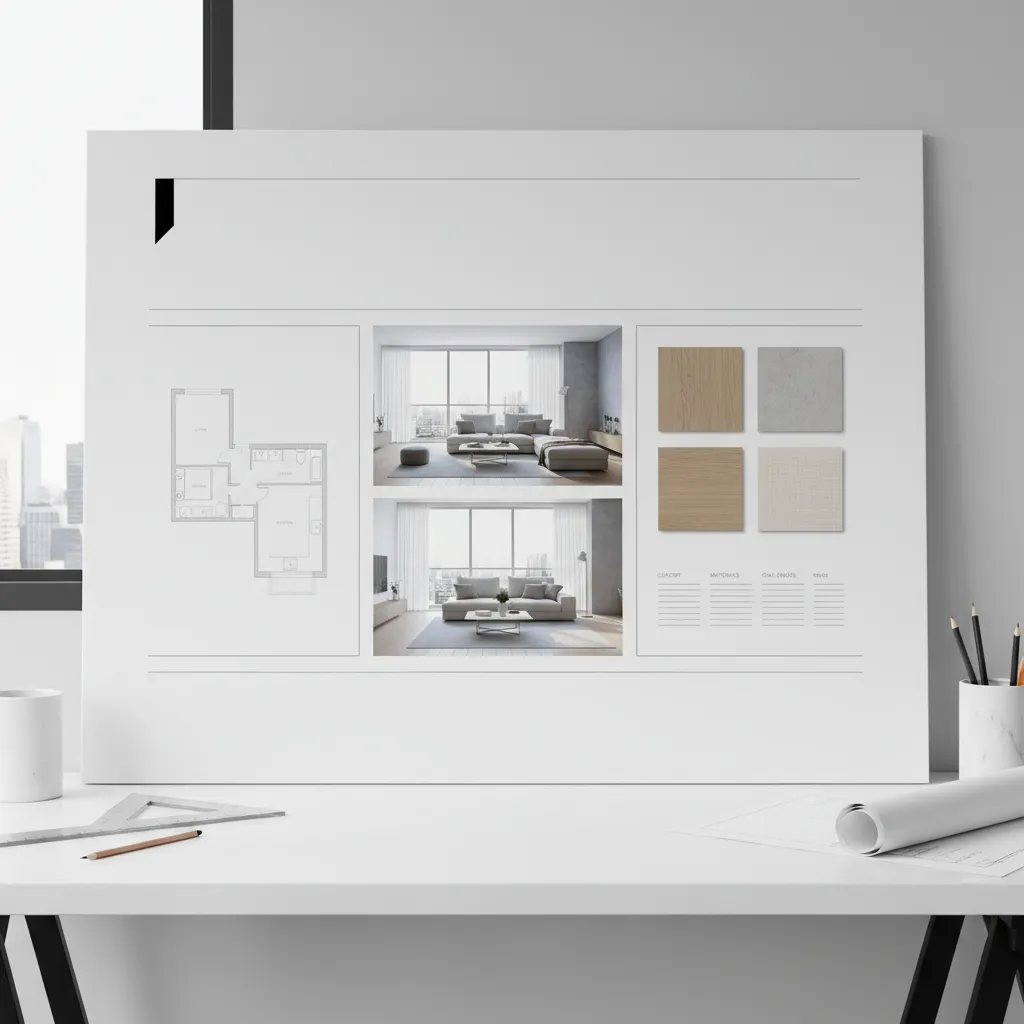 Estructura visual de un proyecto dentro de un portfolio de interiorismo