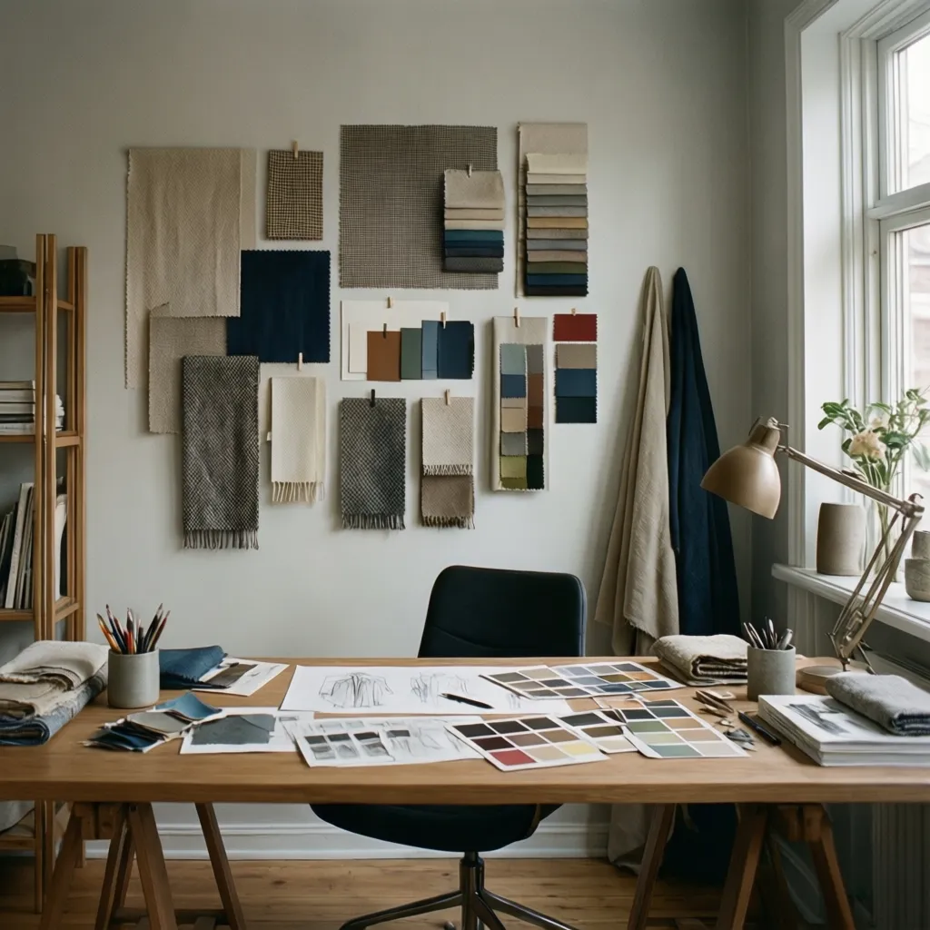 Estudio moderno de diseño de interiores con mood boards