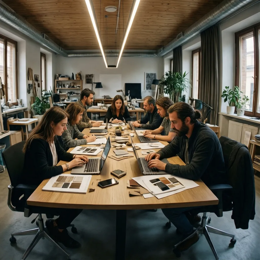 Estudio de interiorismo en Madrid con diseñadores trabajando