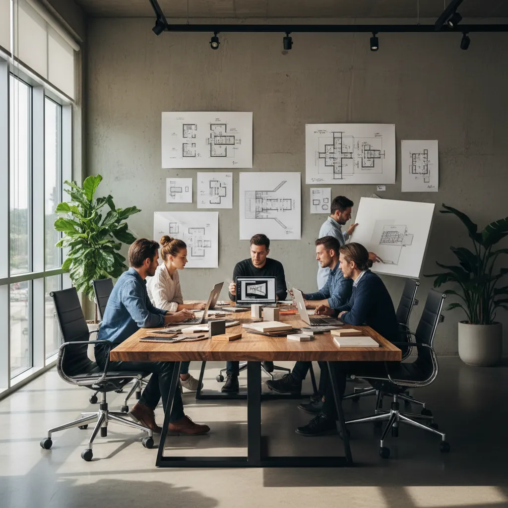 Diseñadores de interiores trabajando en un estudio profesional