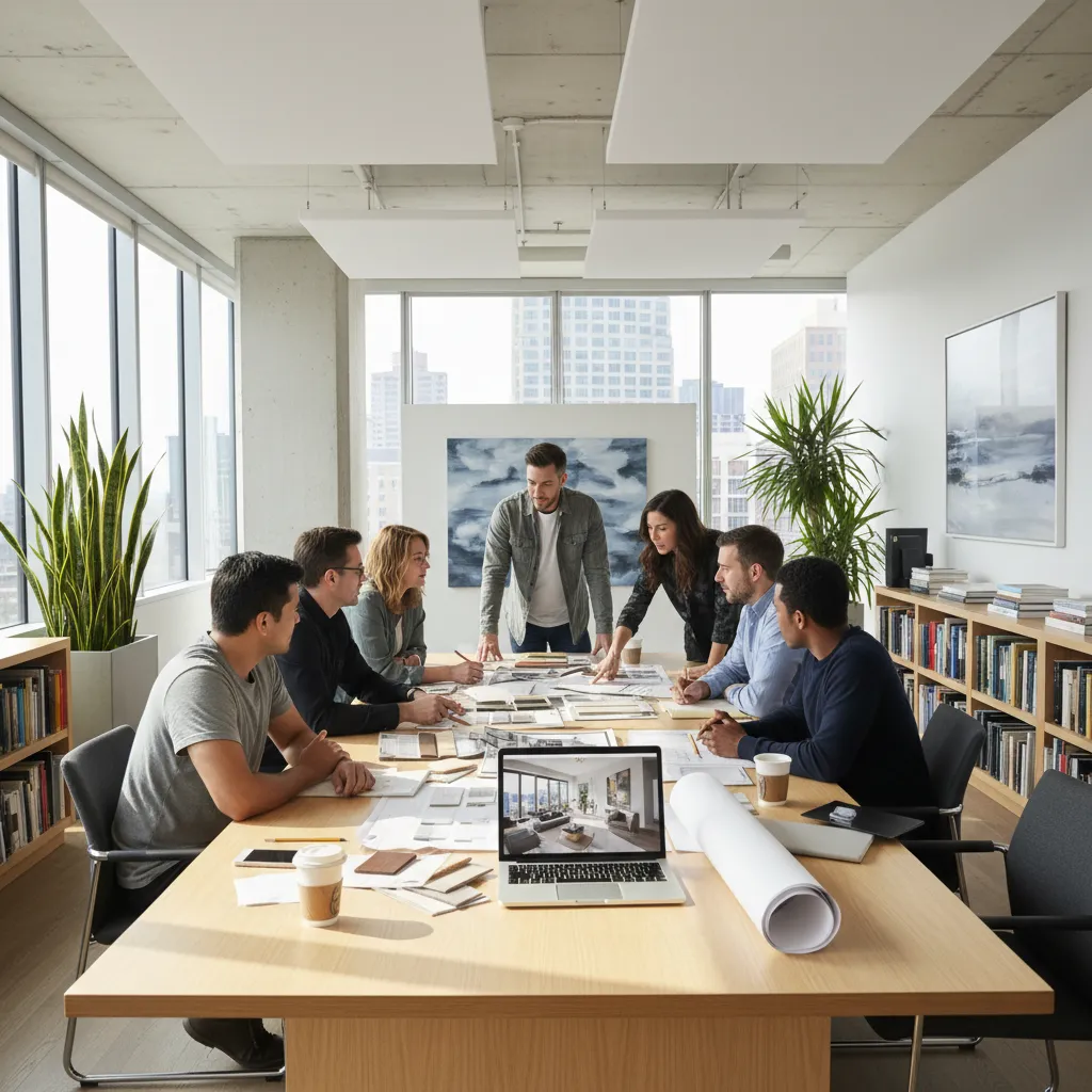 Equipo de interiorismo trabajando en un proyecto residencial