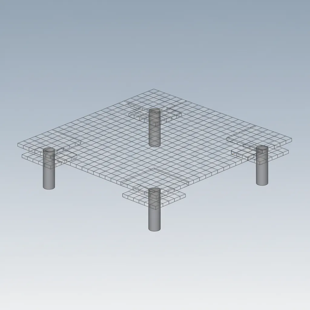 finite element model of flat slab with drop panels and structural grid