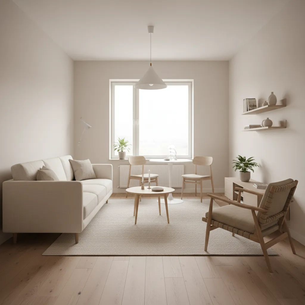 Apartamento pequeño diseñado con estilo etéreo y muebles ligeros