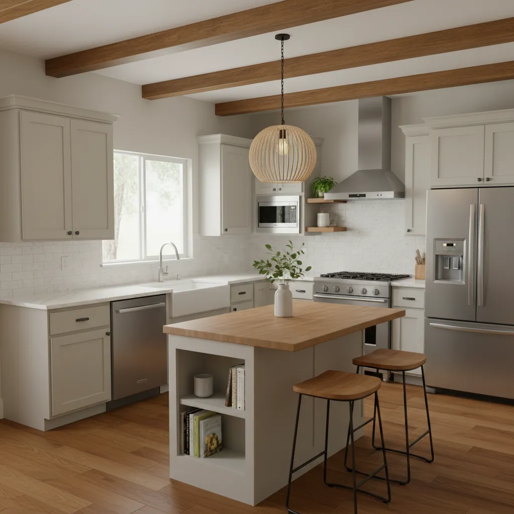 mid range kitchen remodel typical in Eugene Oregon with island and modern cabinetry