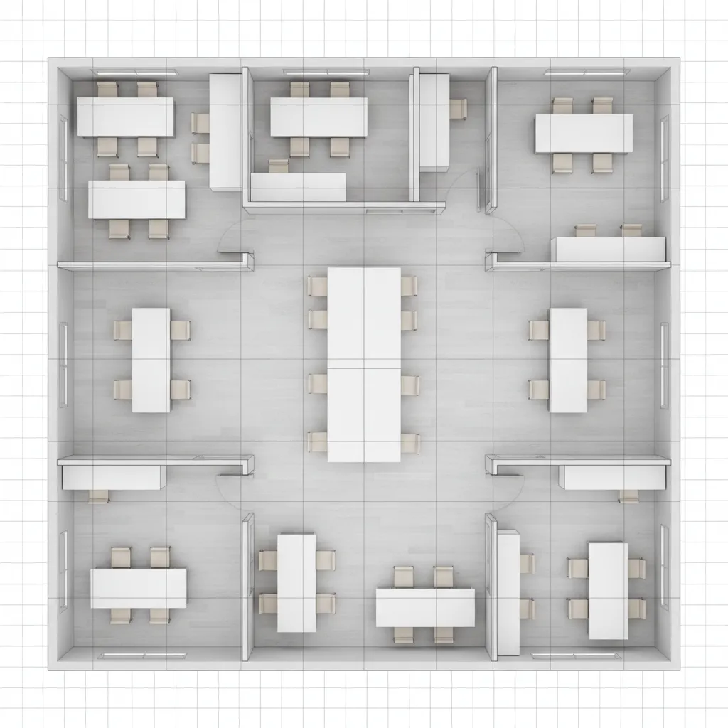 Excel spreadsheet grid used to create a simple floor plan layout with walls and furniture