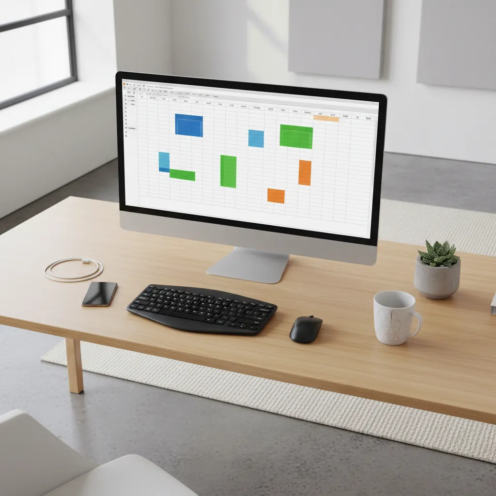 Example of a simple floor layout created using spreadsheet grid cells