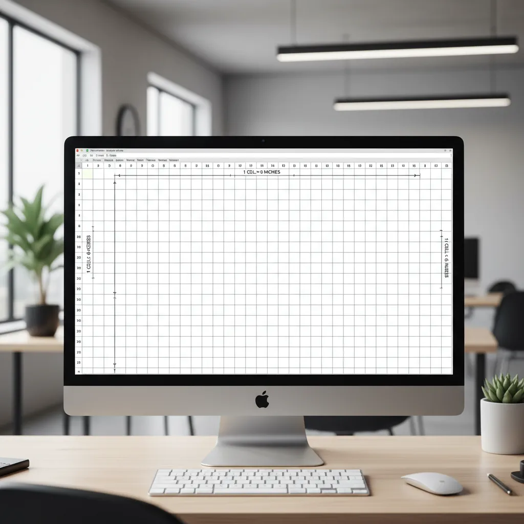 Excel spreadsheet showing standardized grid scale used for layout planning