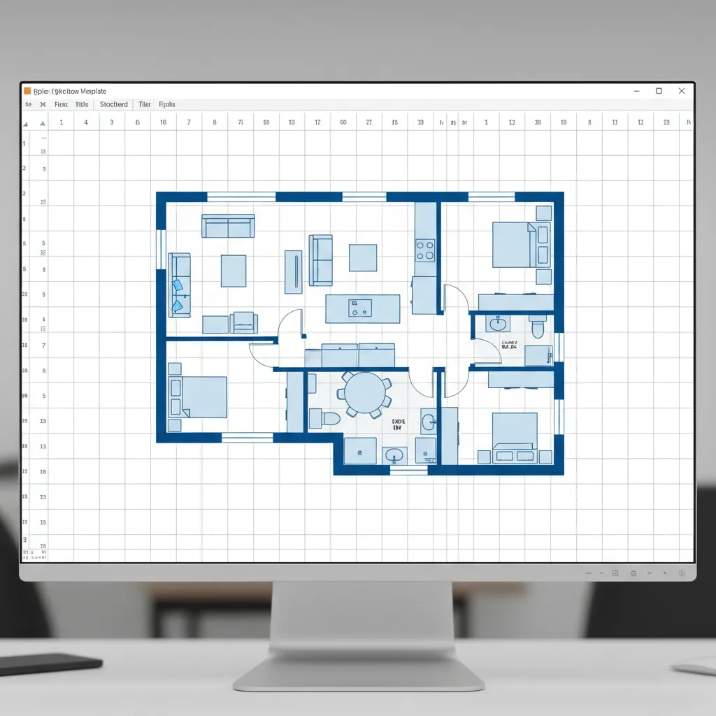 Excel spreadsheet with perfectly square grid cells used for accurate floor plan scaling