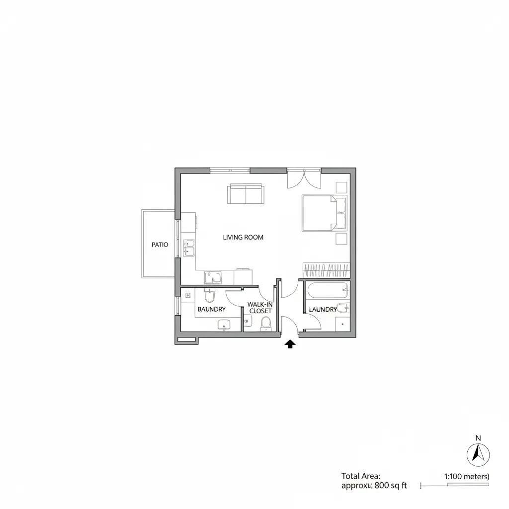 Planta baixa digital simples de casa pequena criada em aplicativo