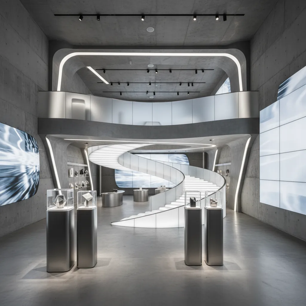 Espacio comercial experiencial con iluminación creativa