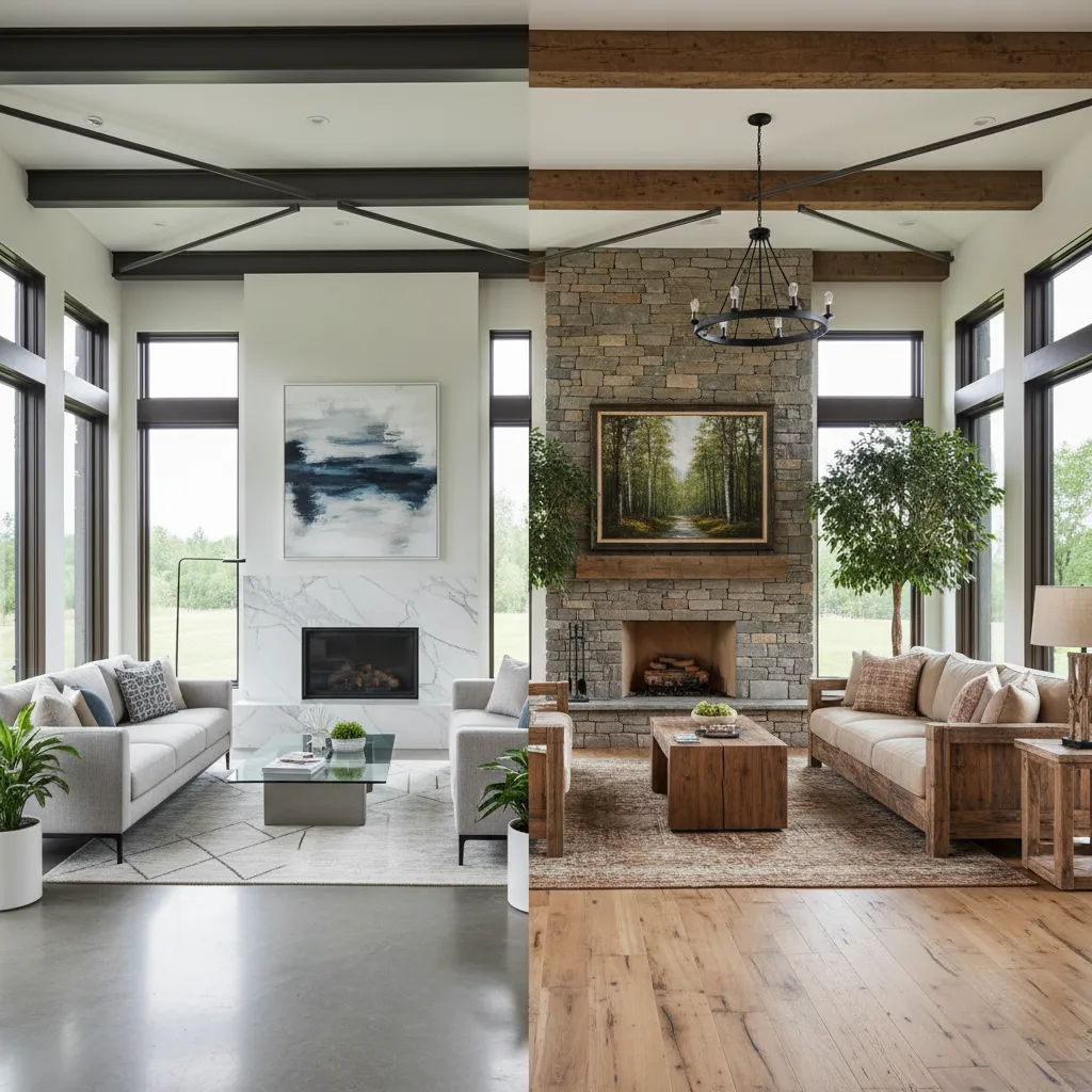 Comparación de estilos de decoración en una misma habitación virtual