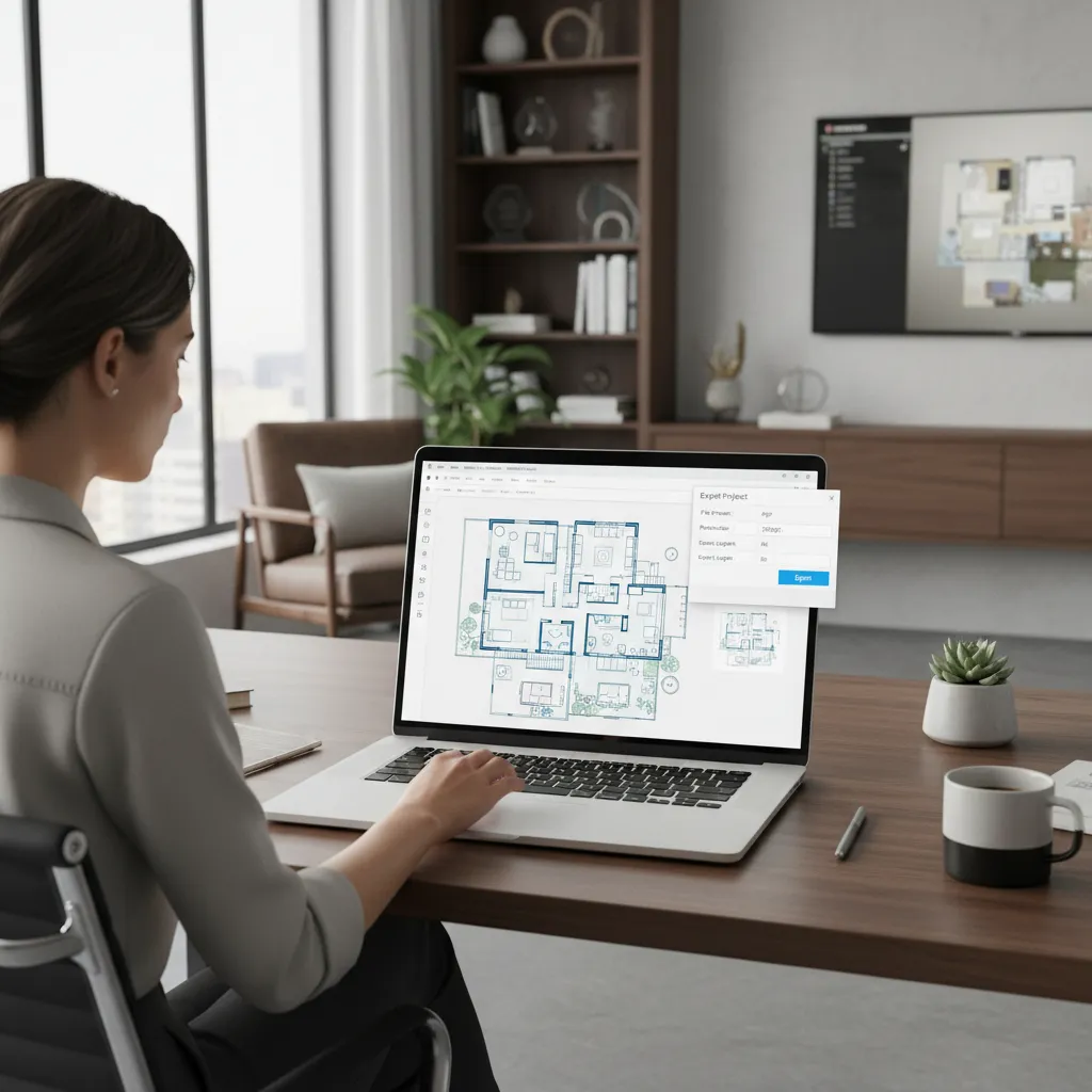 Designer exporting a floor plan project file from design software