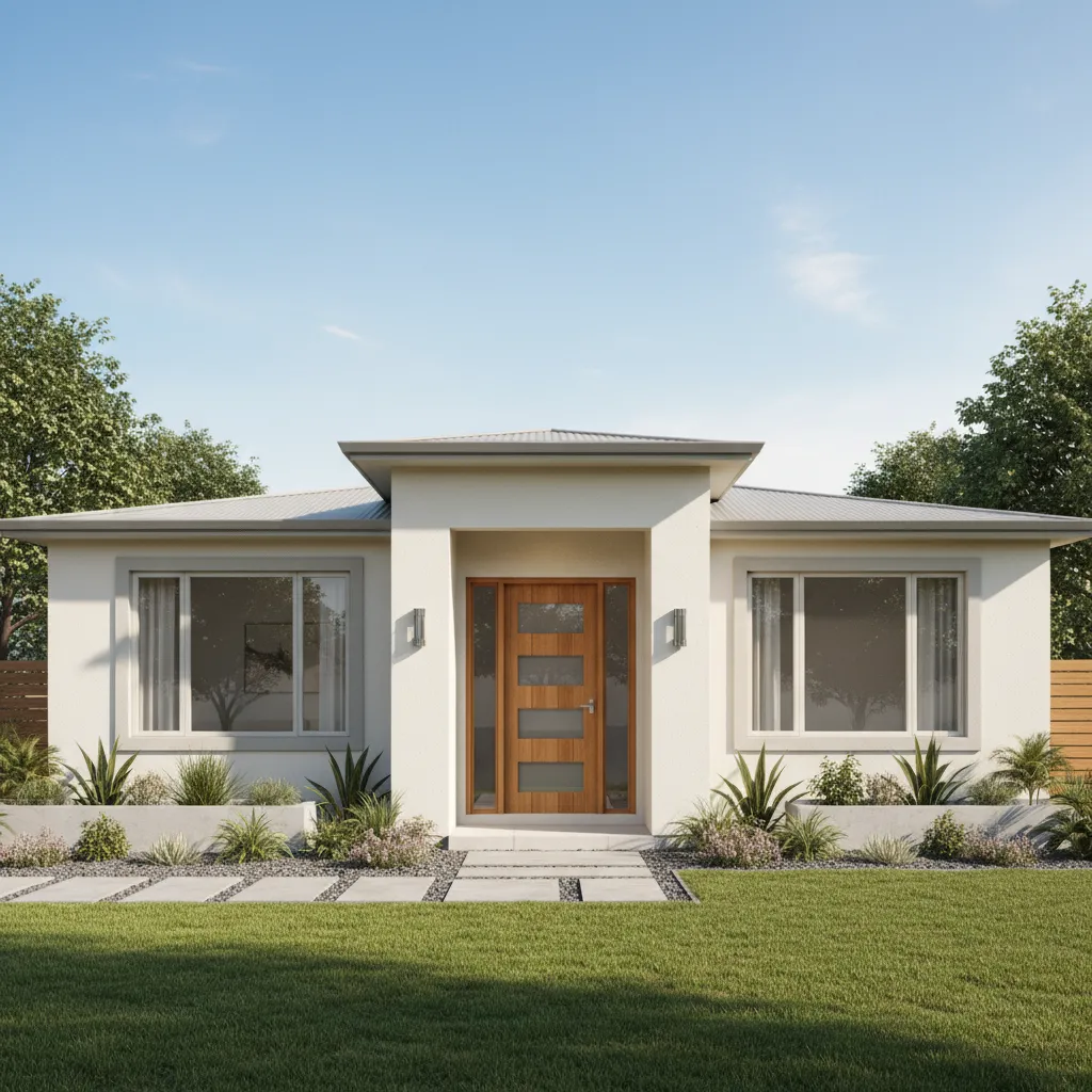 house exterior with neutral paint colors white gray and natural wood