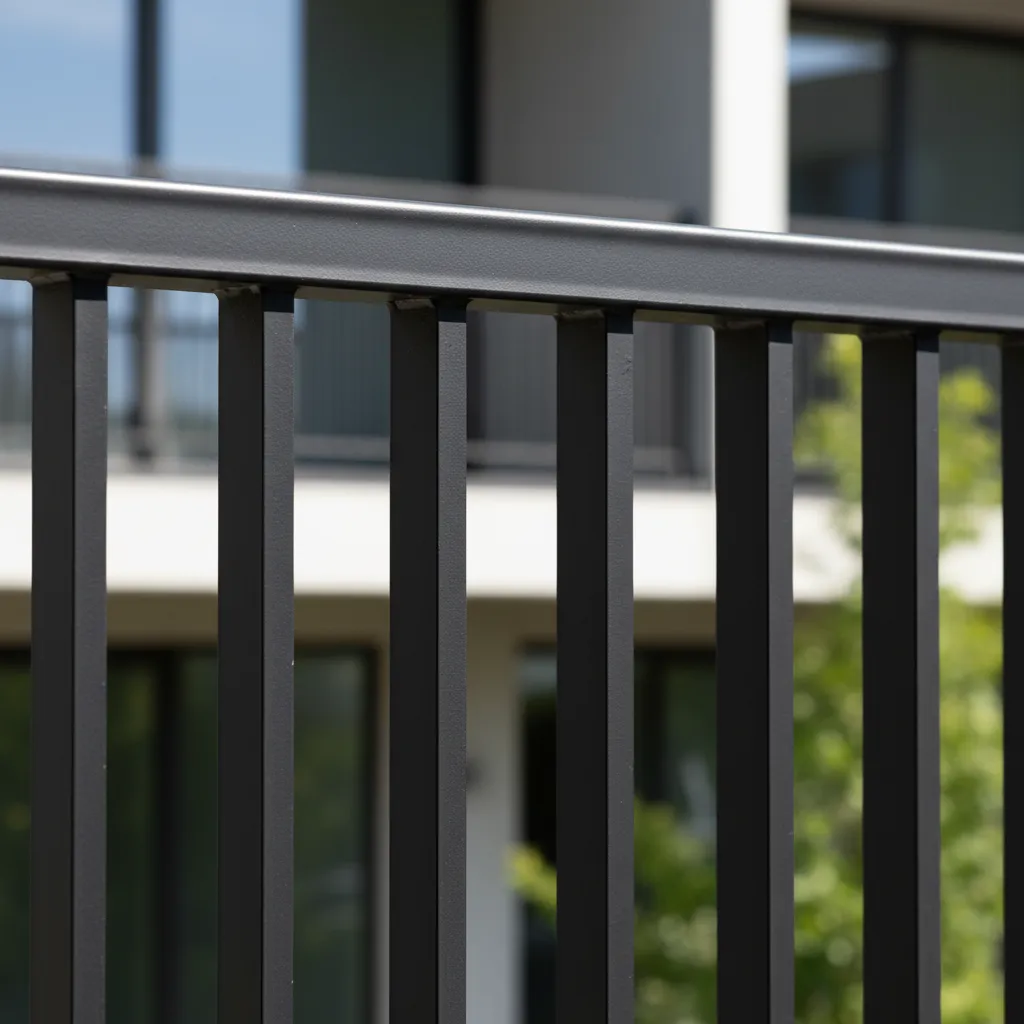 close up of protective coating on exterior metal railing