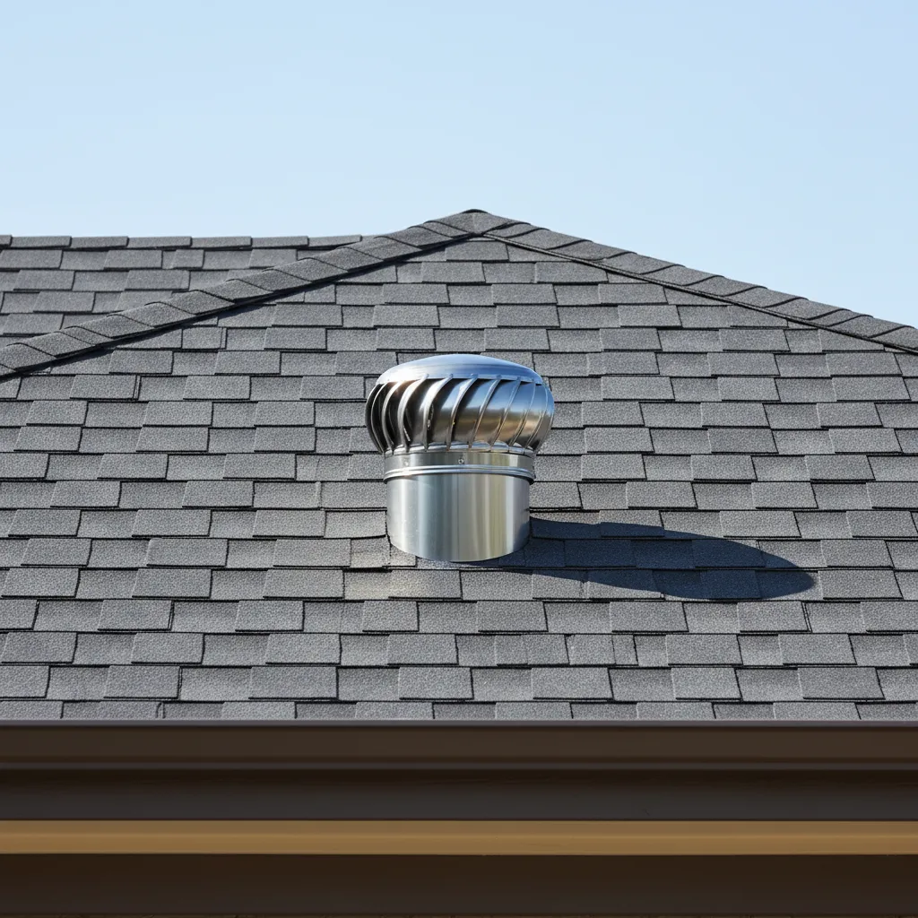 Roof vent cap used for bathroom exhaust fan termination on residential roof