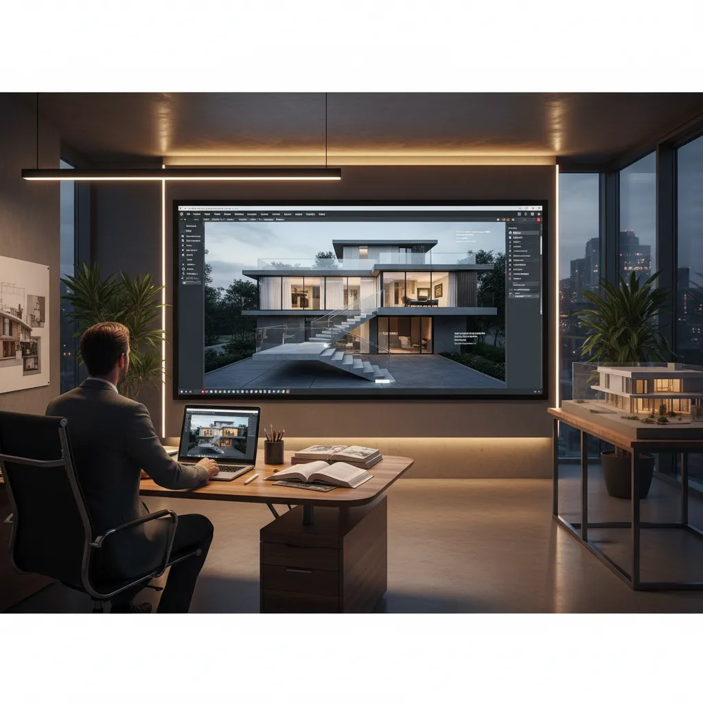Plano digital de diseño de escalera exterior para vivienda