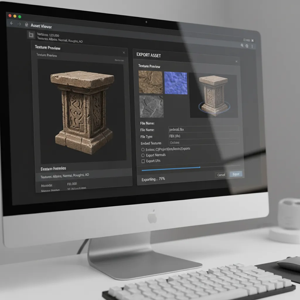 exporting textures and meshes from unreal engine asset viewer tool