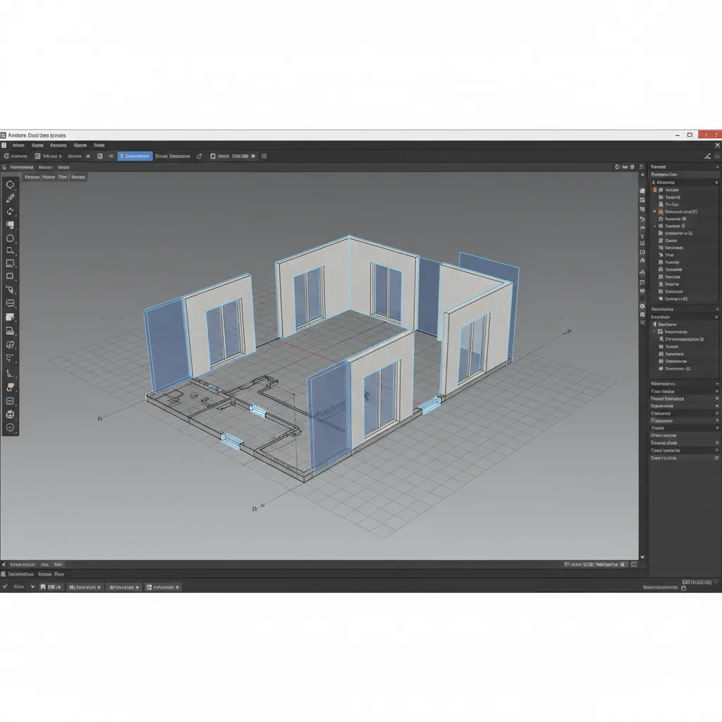 Interior design software interface showing 3D wall models being built from a 2D floor plan