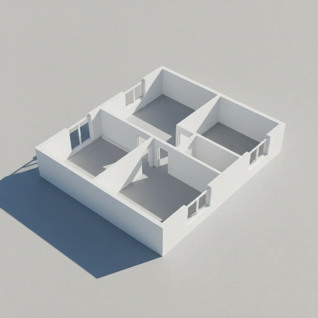 Extruded architectural floor plan turned into a basic 3D wall model