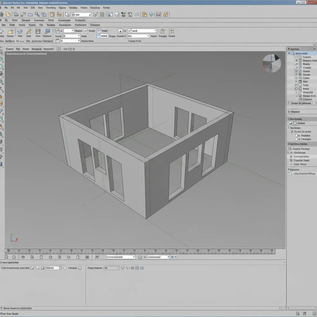 3ds Max wall extrusion from floor plan splines forming a 3D architectural model