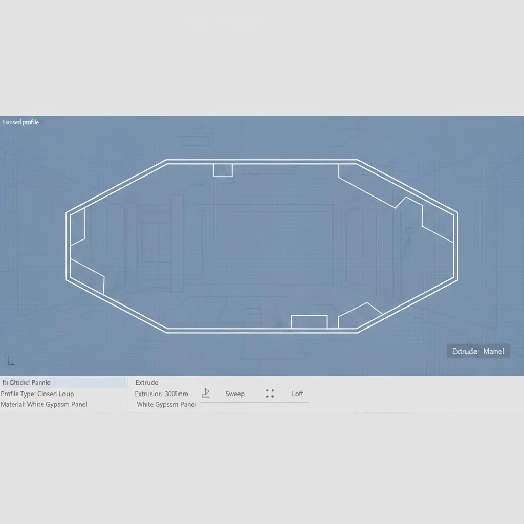 2D base profile used for extrusion in interior wall panel modeling