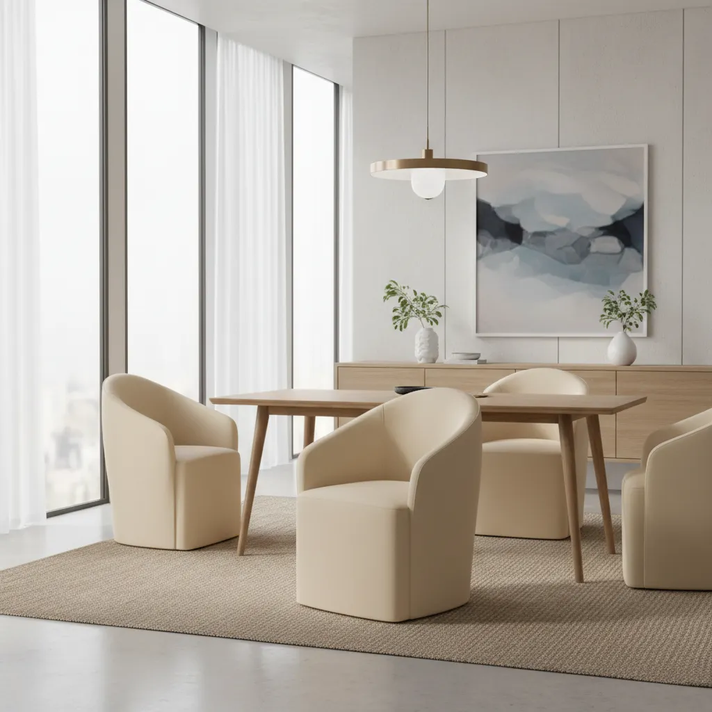 Comparison of medium thickness stretch fabric on rounded dining chair slipcover