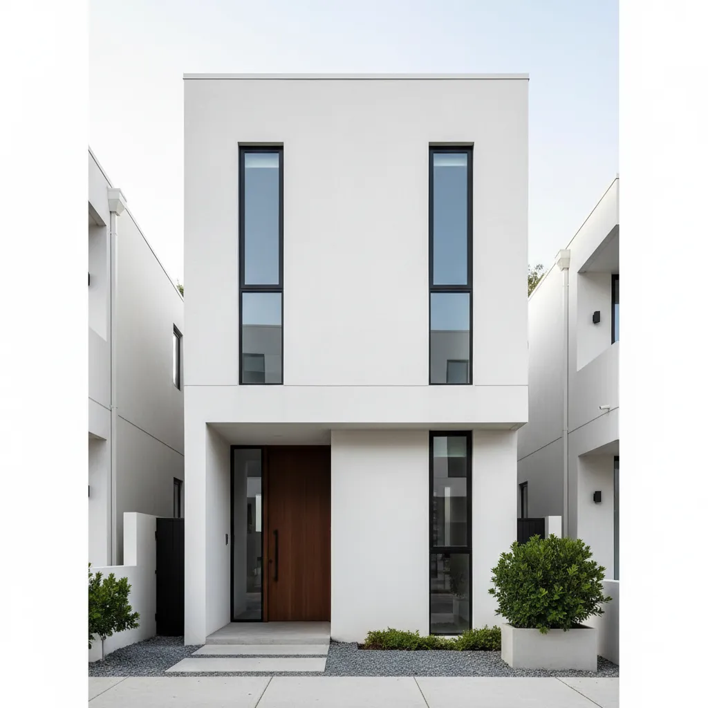 Fachada moderna minimalista diseñada para terreno de 7 metros de frente