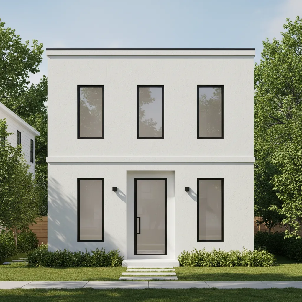 Casa moderna de dos plantas con diseño minimalista y líneas limpias
