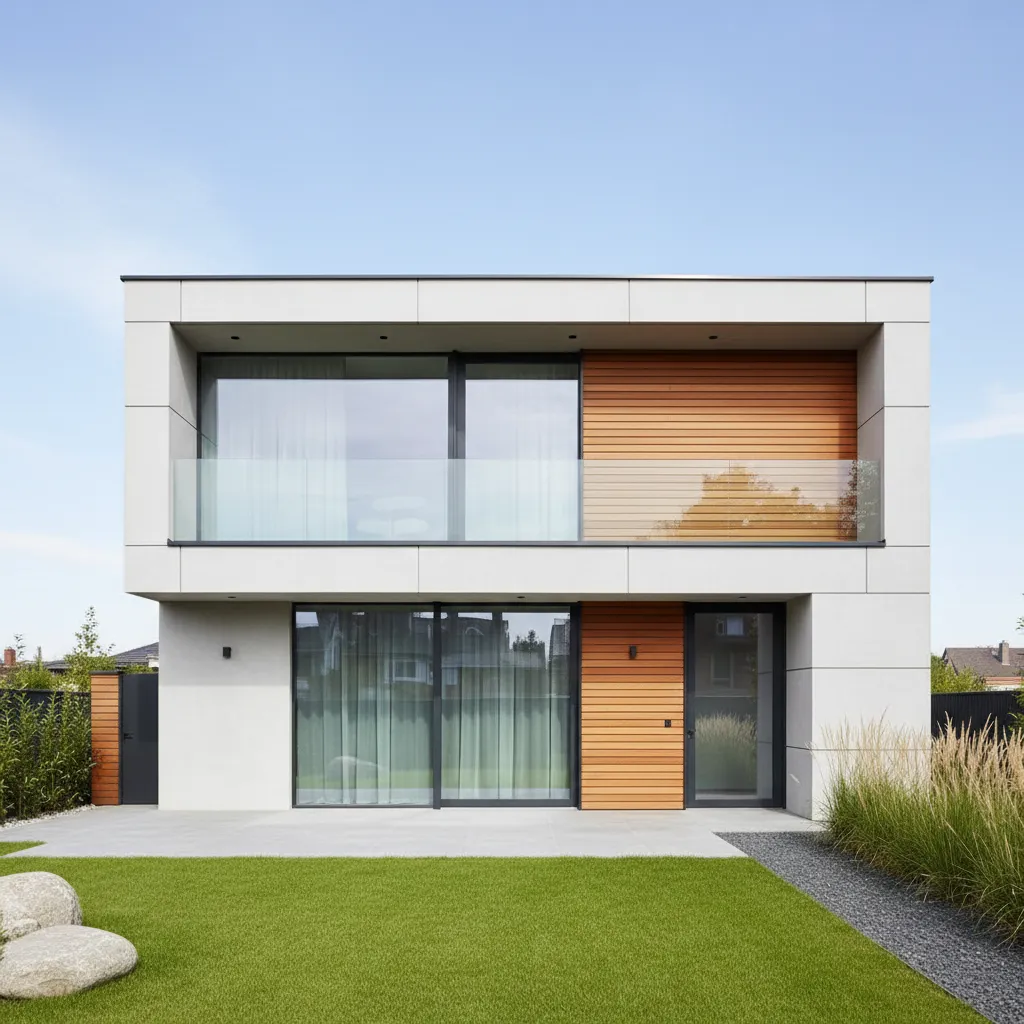 Fachada moderna de una casa pequeña de 10x10 metros