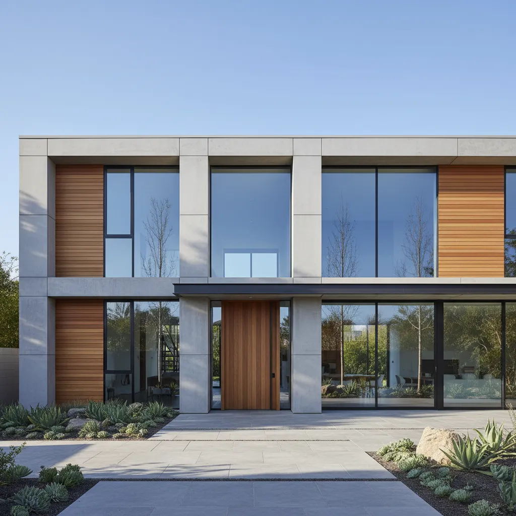 Fachada minimalista de una casa sencilla moderna