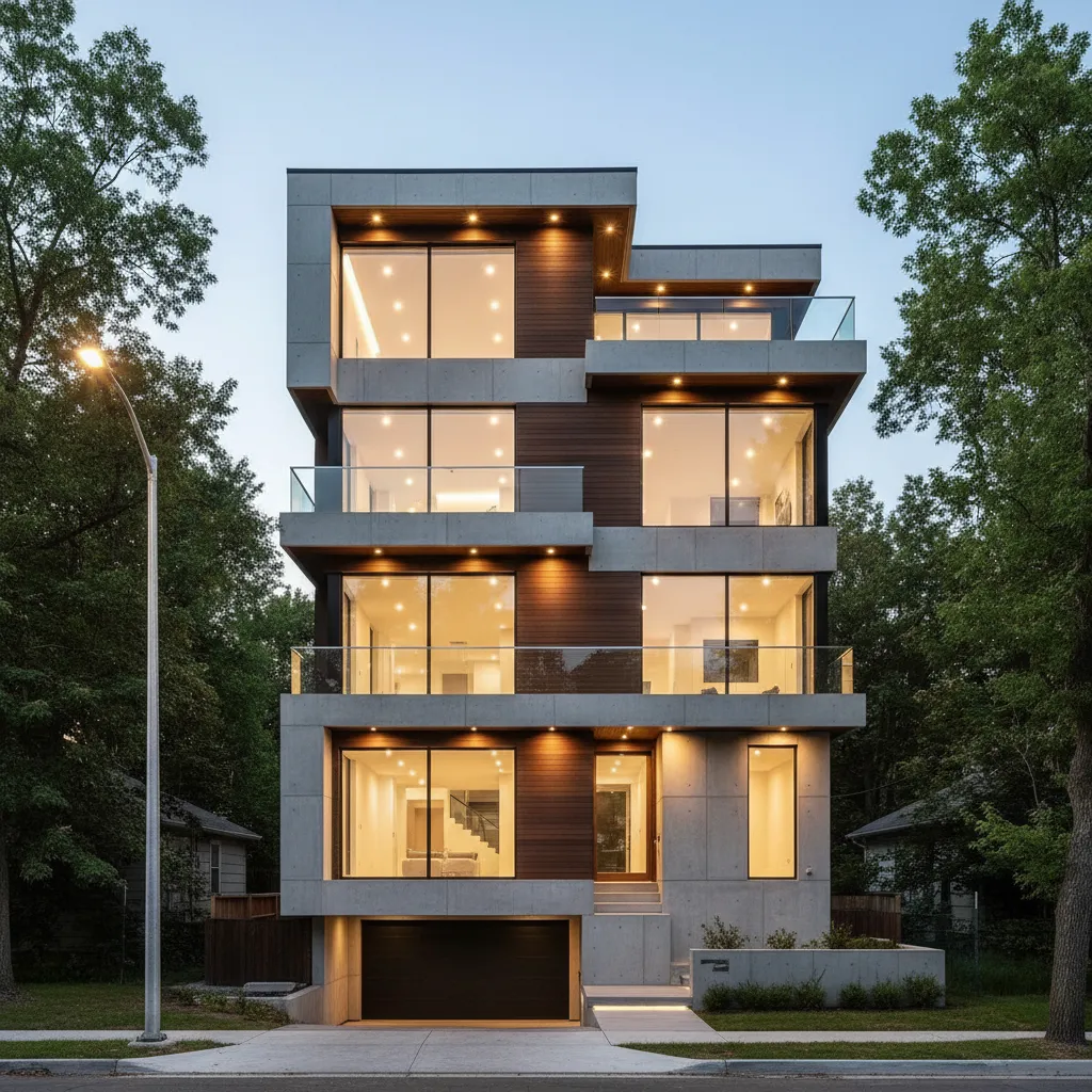 Diseño de fachadas de casas de tres pisos