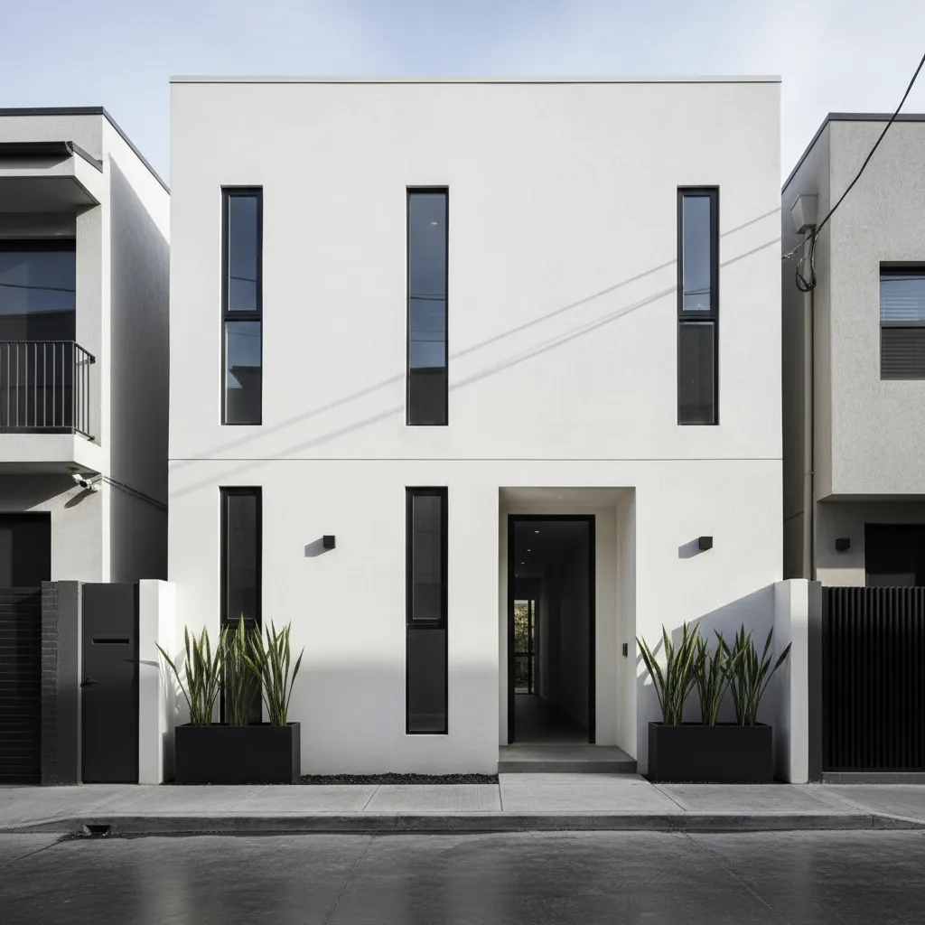 Casa pequeña con ventanas verticales que aumentan la sensación de altura
