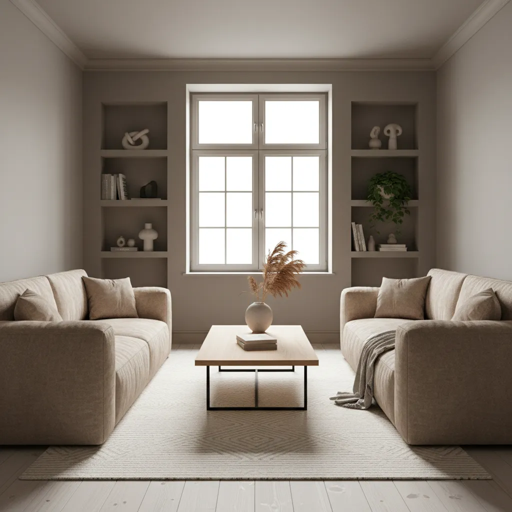 Two sofas facing each other in a small living room layout
