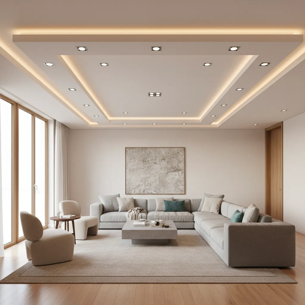 False Ceiling Design for L Shape Living Room: Smart Layout Ideas That Actually Work: Practical ceiling layouts that visually balance an L‑shaped living room and improve lighting, zoning, and spatial flow