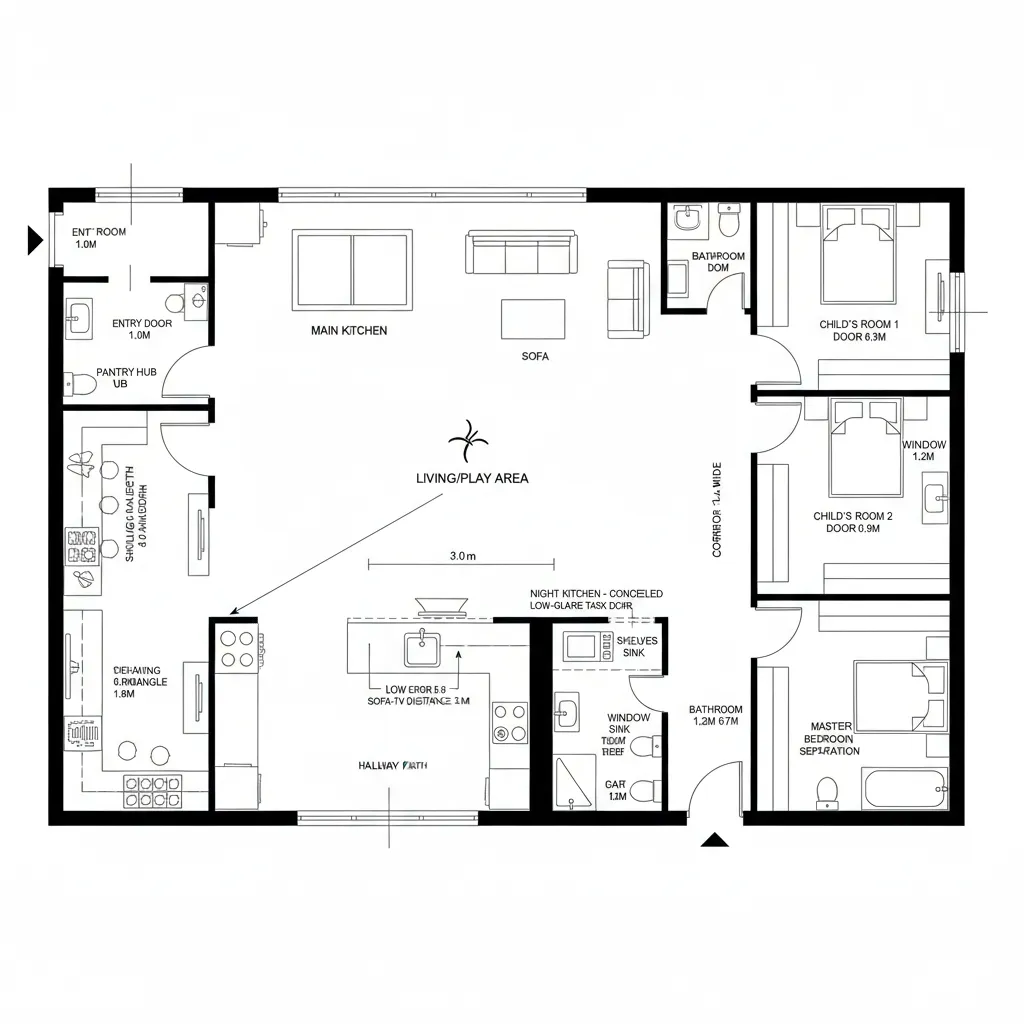 Family Core Kitchen + Night Kitchen on Private Wing