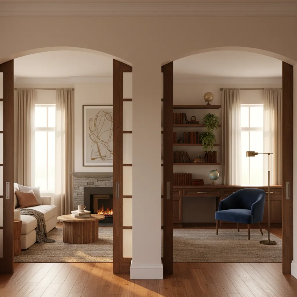 Family home interior showing separate rooms providing privacy and quiet areas