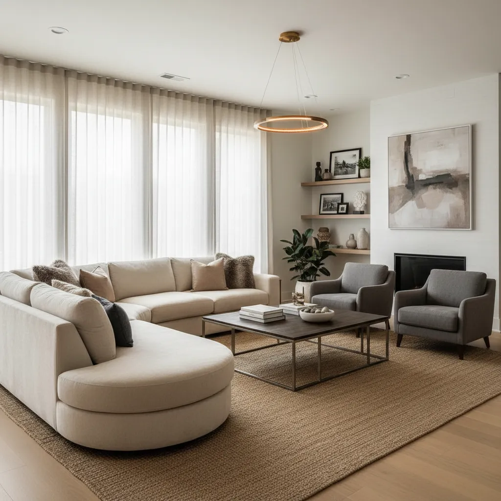 family living room with sectional sofa and relaxed seating environment