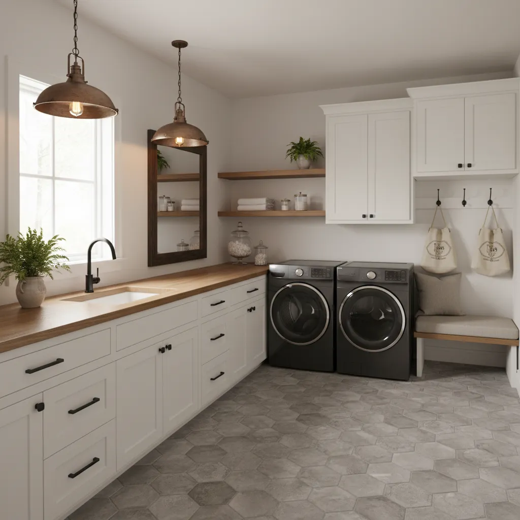 Farmhouse Laundry Room Lighting Trends Interior Designers Recommend