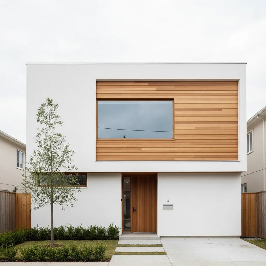 Fasad rumah minimalis modern dengan garis horizontal