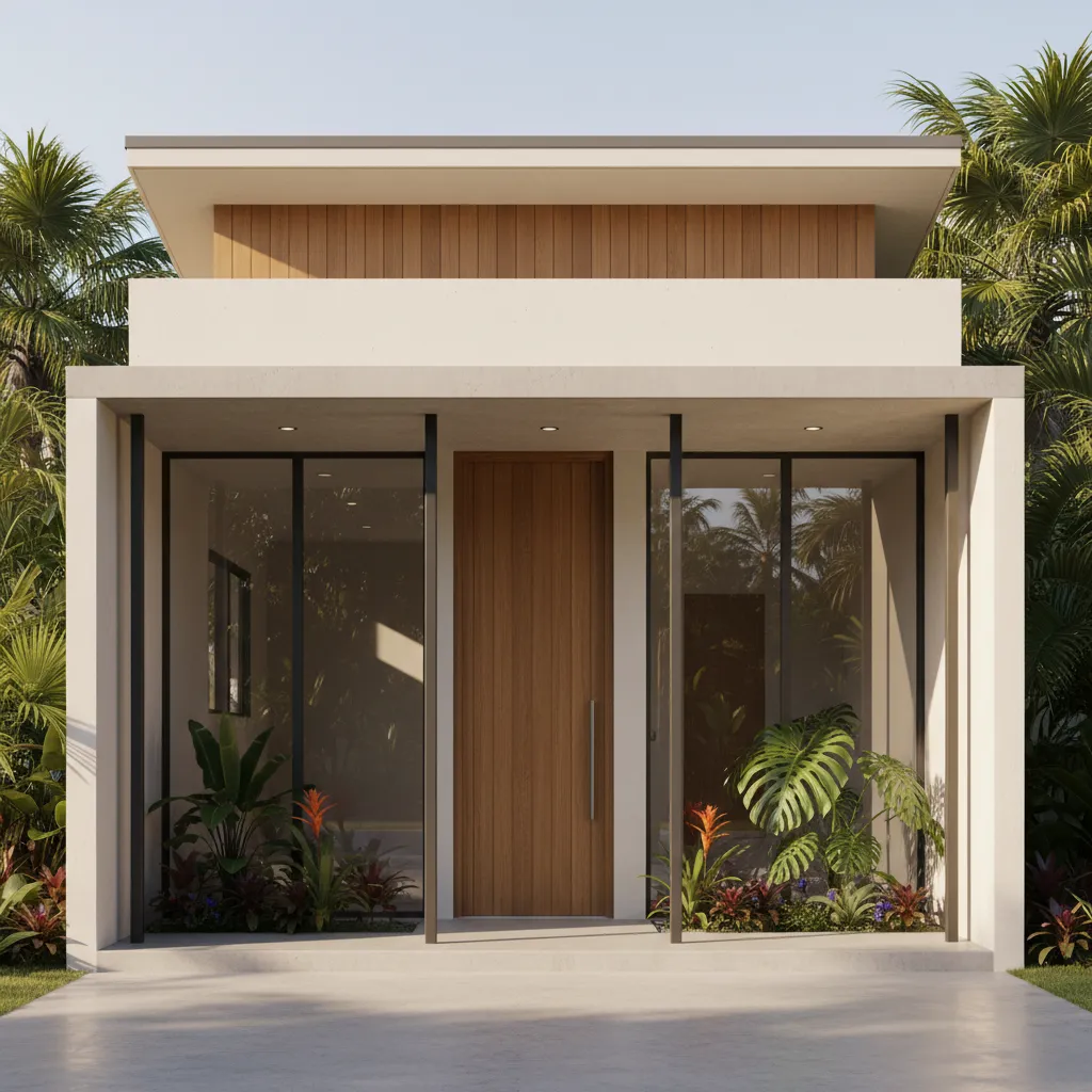 Fasad rumah sederhana modern dengan teras kecil